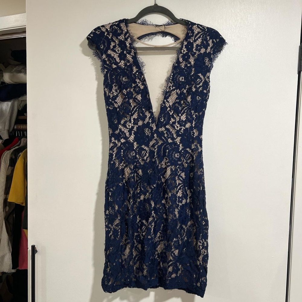 Elegant Navy Lace Dress